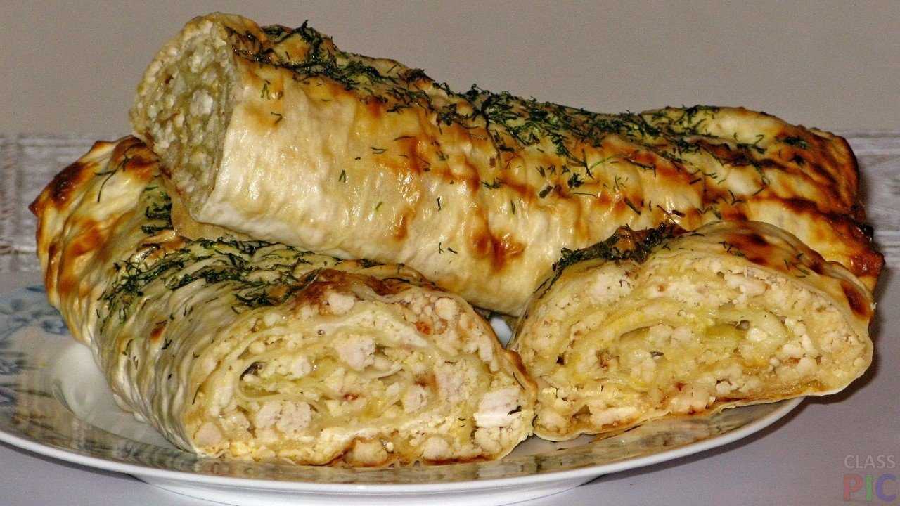 Лодочки из лаваша с курицей и овощами под сыром