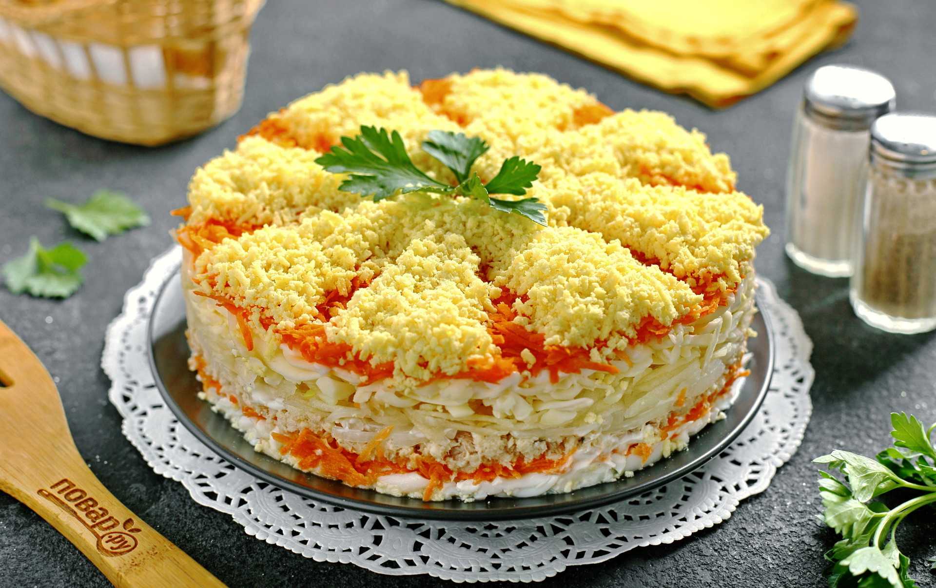 Салат мимоза с рыбными консервами - классические пошаговые рецепты