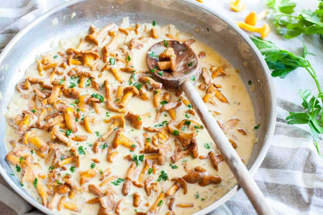Ароматные лисички, жаренные со сметаной и луком. пошаговый рецепт с фото — ботаничка