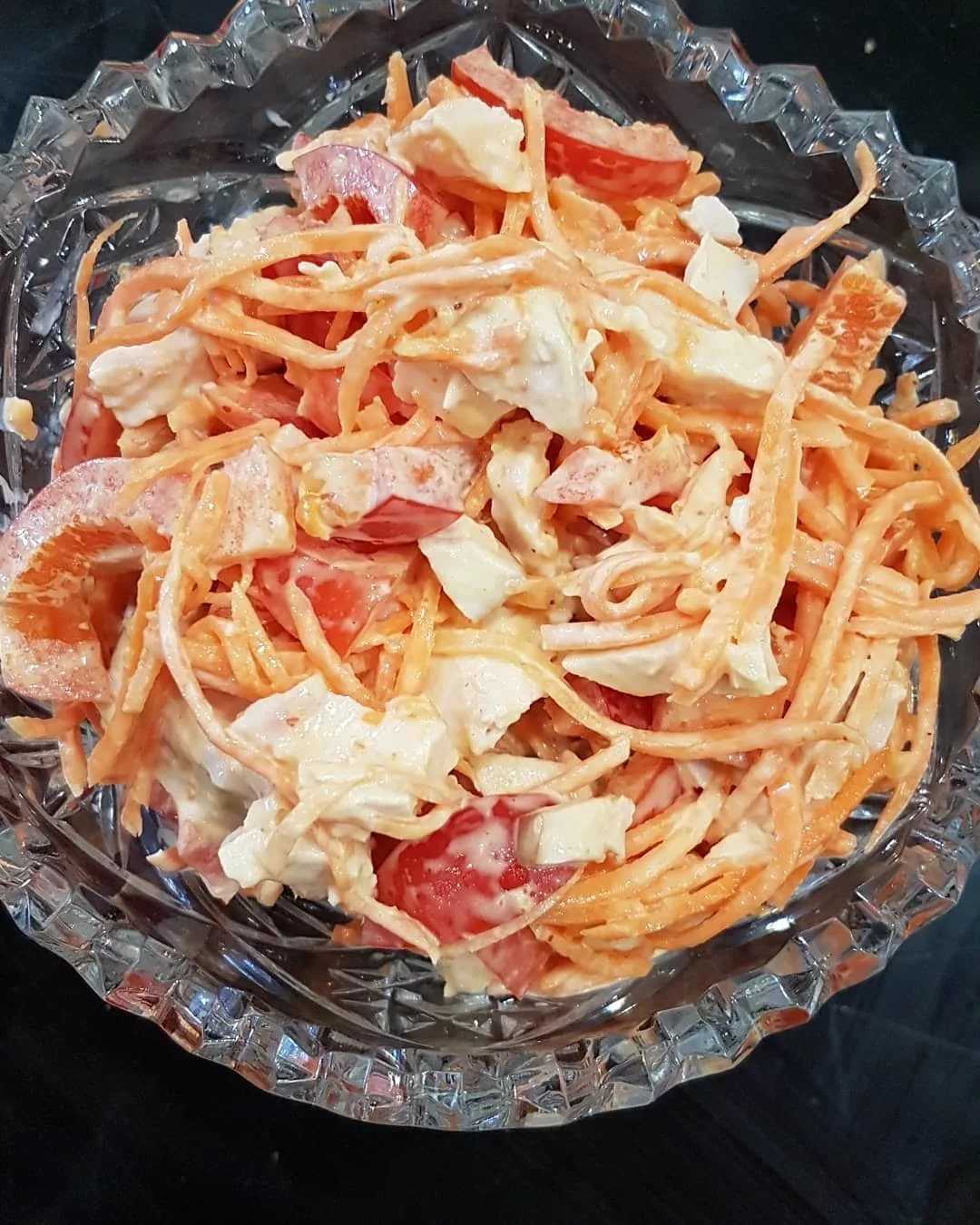 8 вкусных рецептов салата с копчёной курицей и корейской морковью