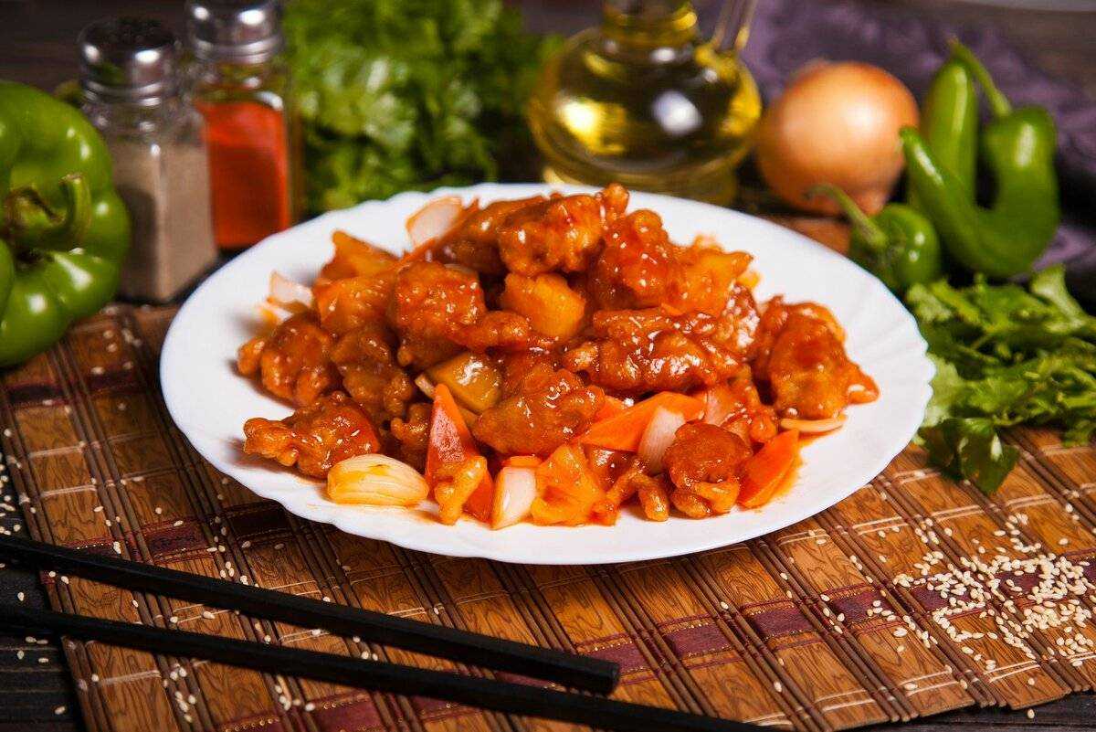 Мясо с крахмалом в кисло сладком соусе по-китайски дома