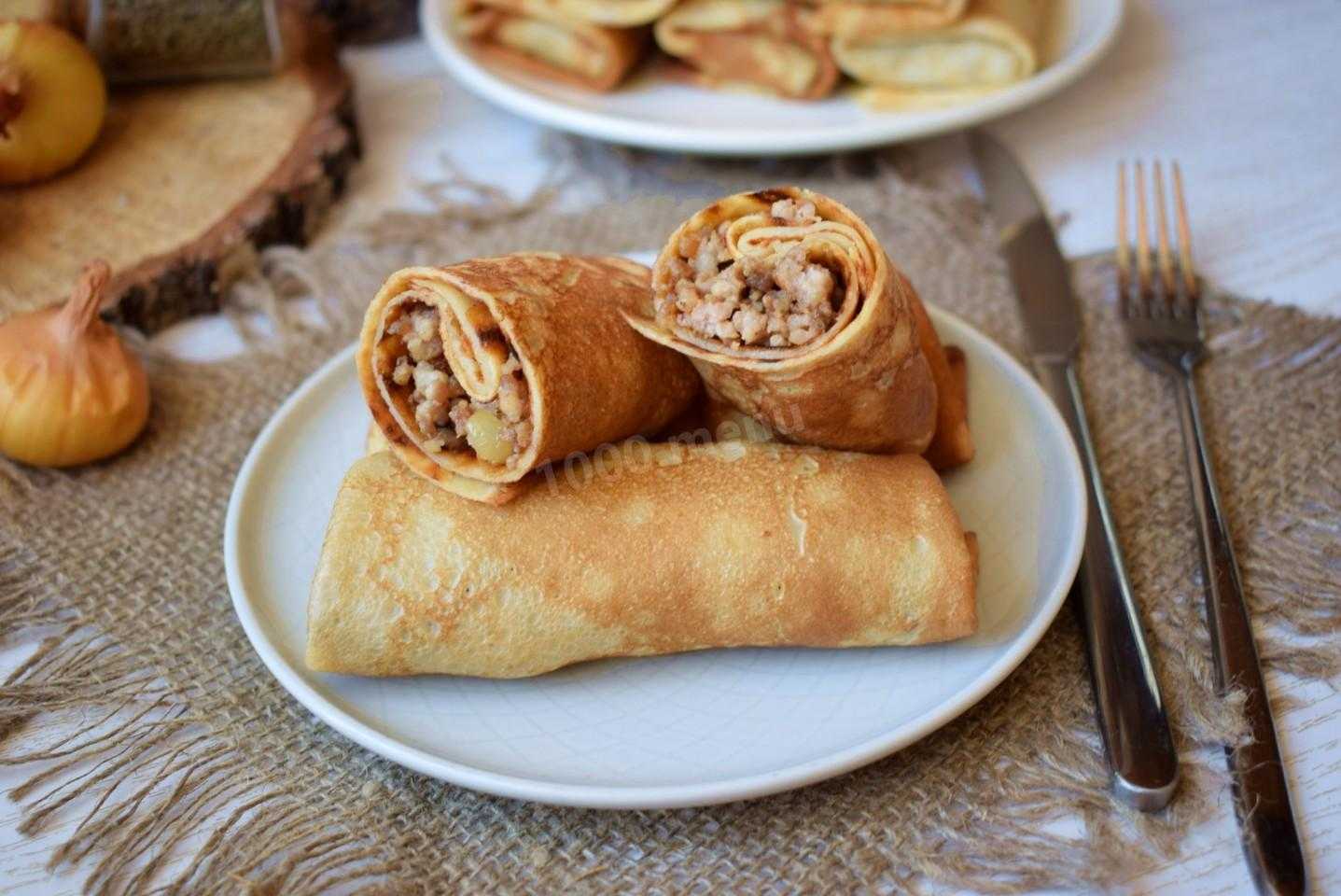 Фаршированные блины с мясом — 6 рецептов начинок