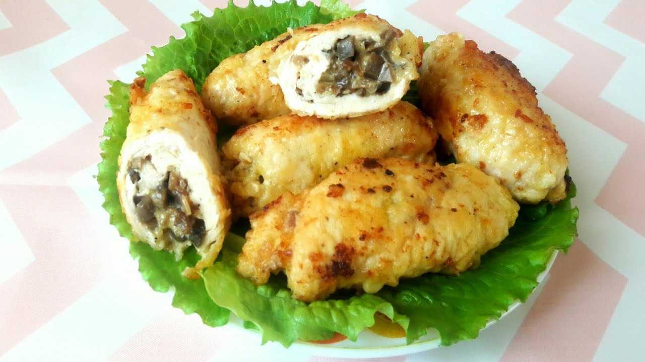 Куриные рулетики с грибами и сыром в духовке рецепт с фото