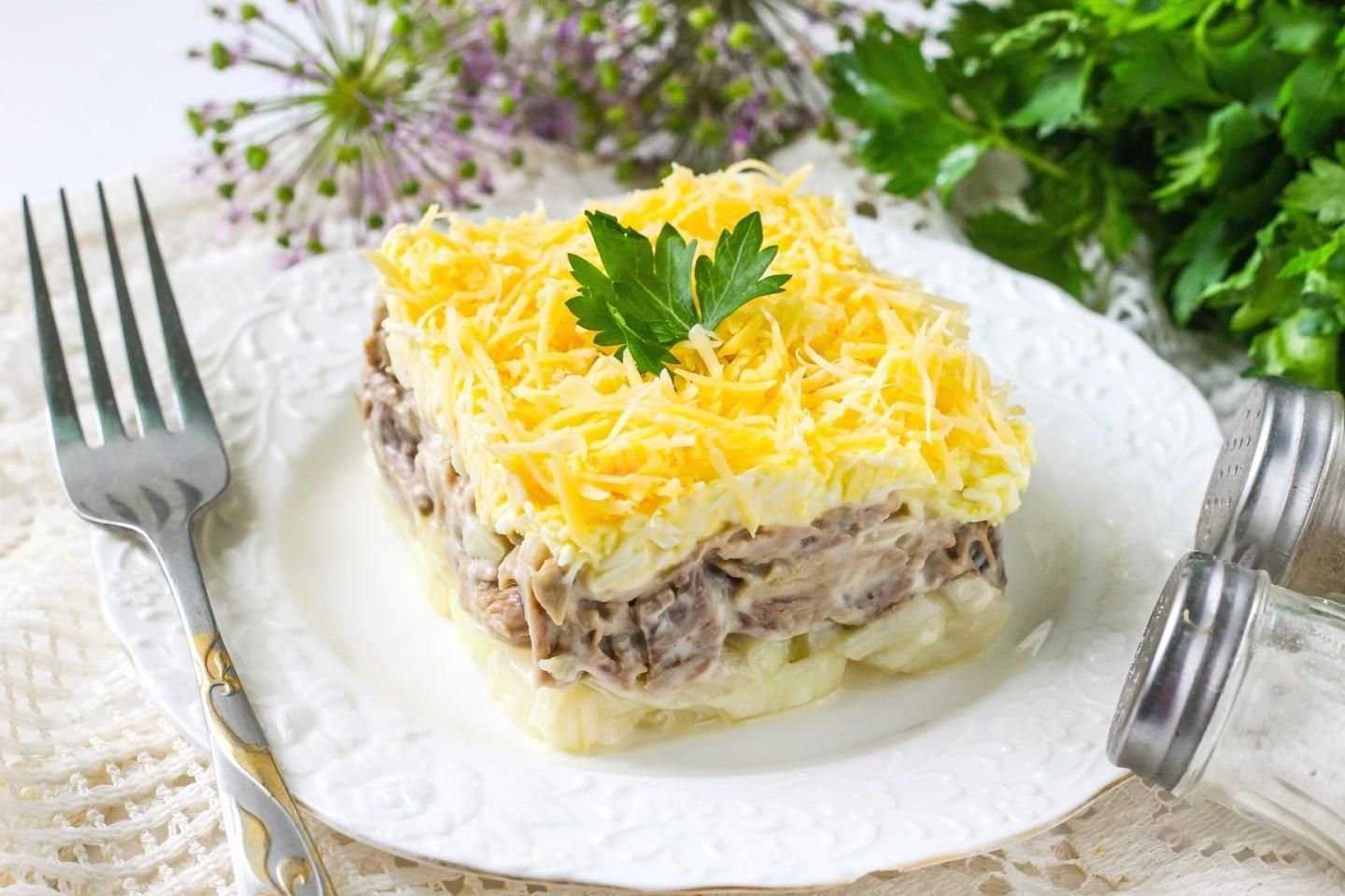 Салат с говядиной слоями  рецепт с пошаговыми фото