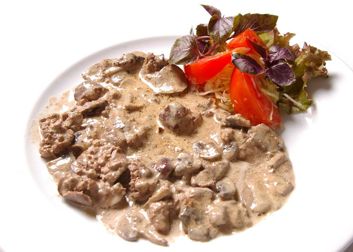 Куриная печень с шампиньонами - классический рецепт с фото
