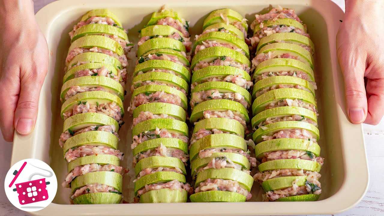 Кабачки кольцами с фаршем в духовке - пошаговый рецепт