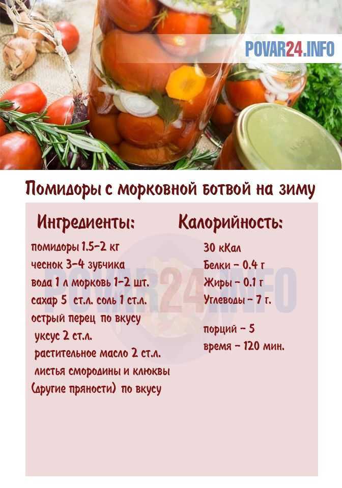 Помидоры с морковной ботвой на зиму