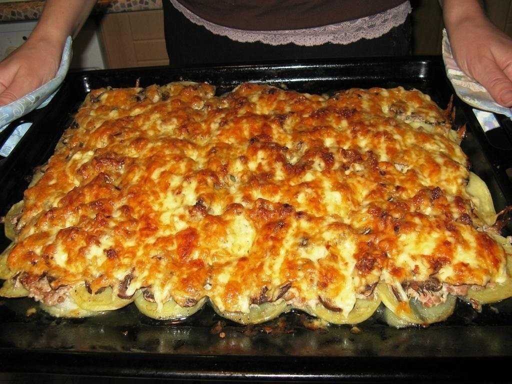 Мясо пофранцузски с фаршем картошкой и сыром в духовке  рецепт с пошаговыми фото