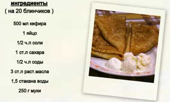Блины на кефире тонкие с дырочками - 9 пошаговых рецептов