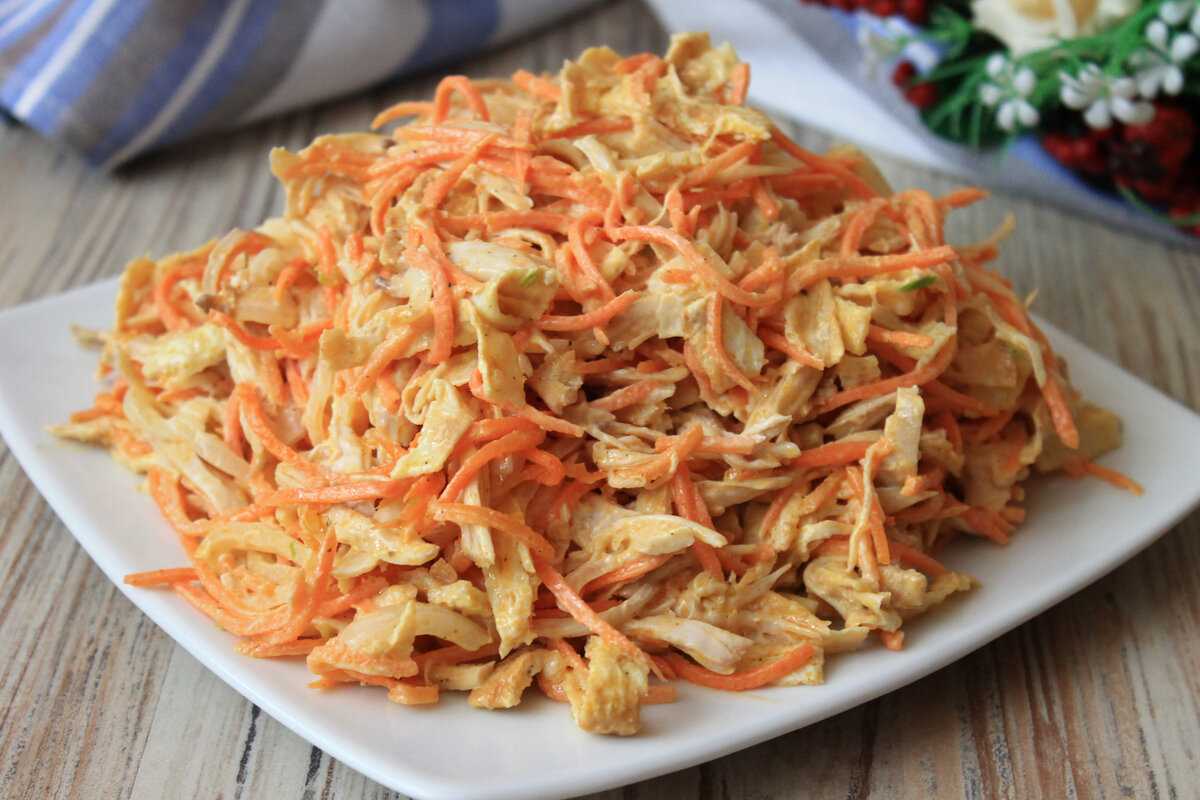 Салат с копченой курицей и морковью по-корейски — 10 рецептов