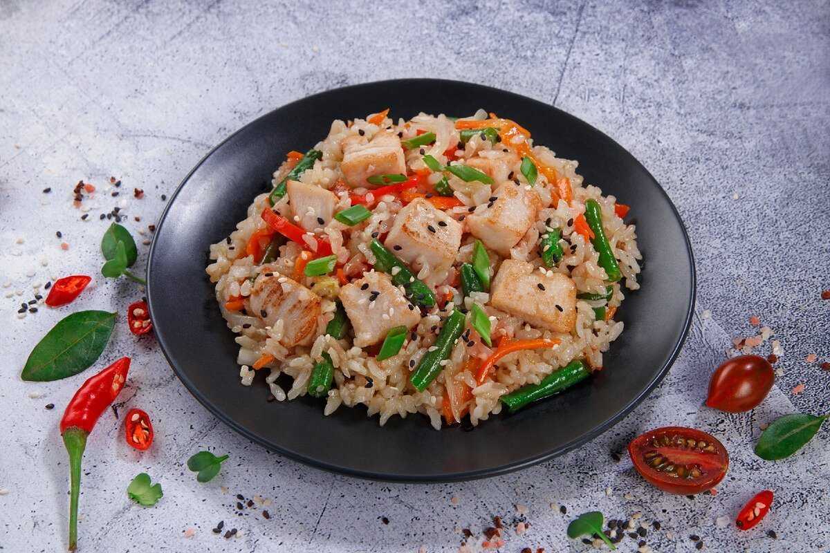 Рассыпчатый рис с курицей и овощами на сковороде: рецепт с фото пошагово
