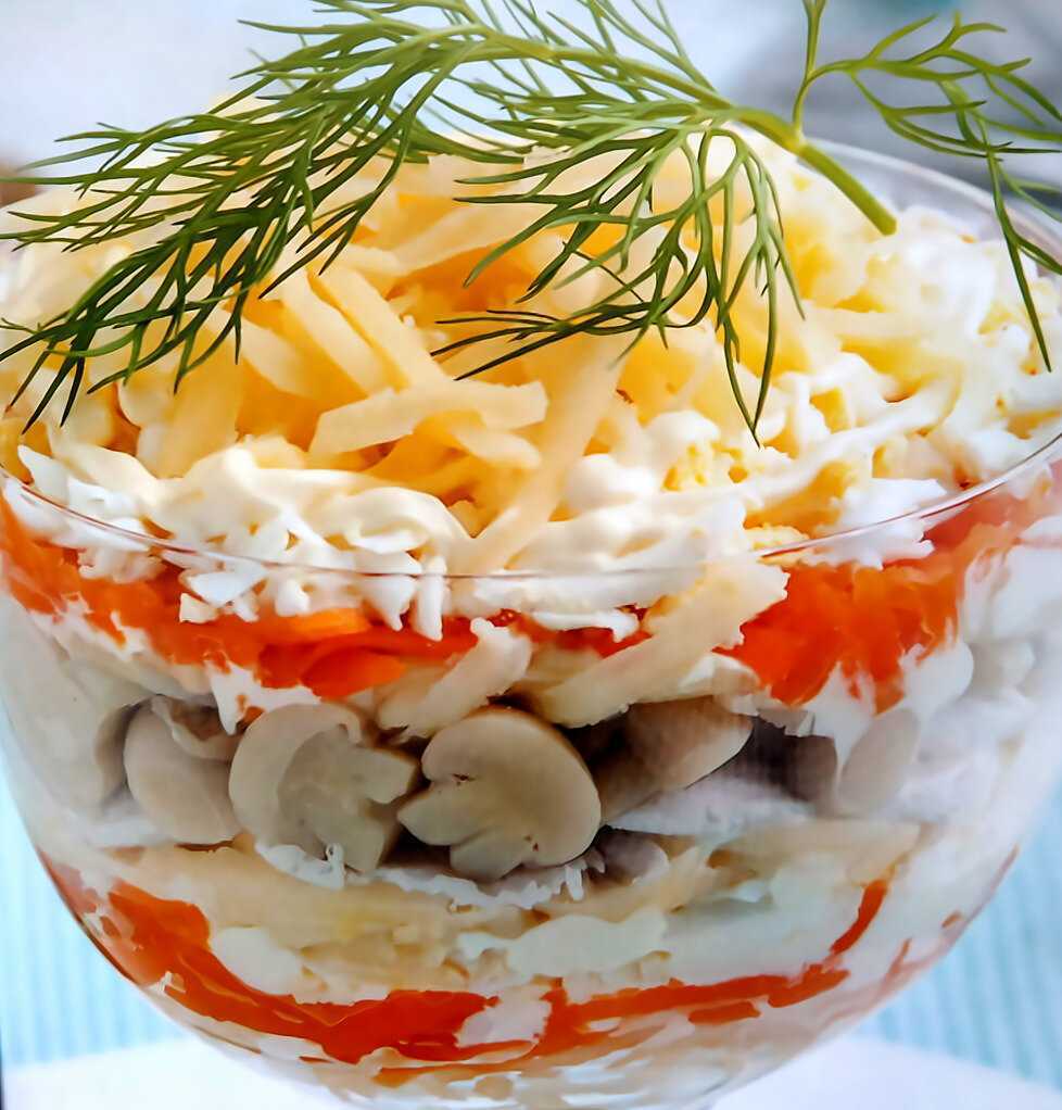 Вкусный салат из копчёной курицы с грибами: рецепты приготовления