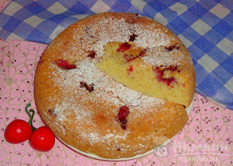 Вишневая шарлотка с вишней в духовке