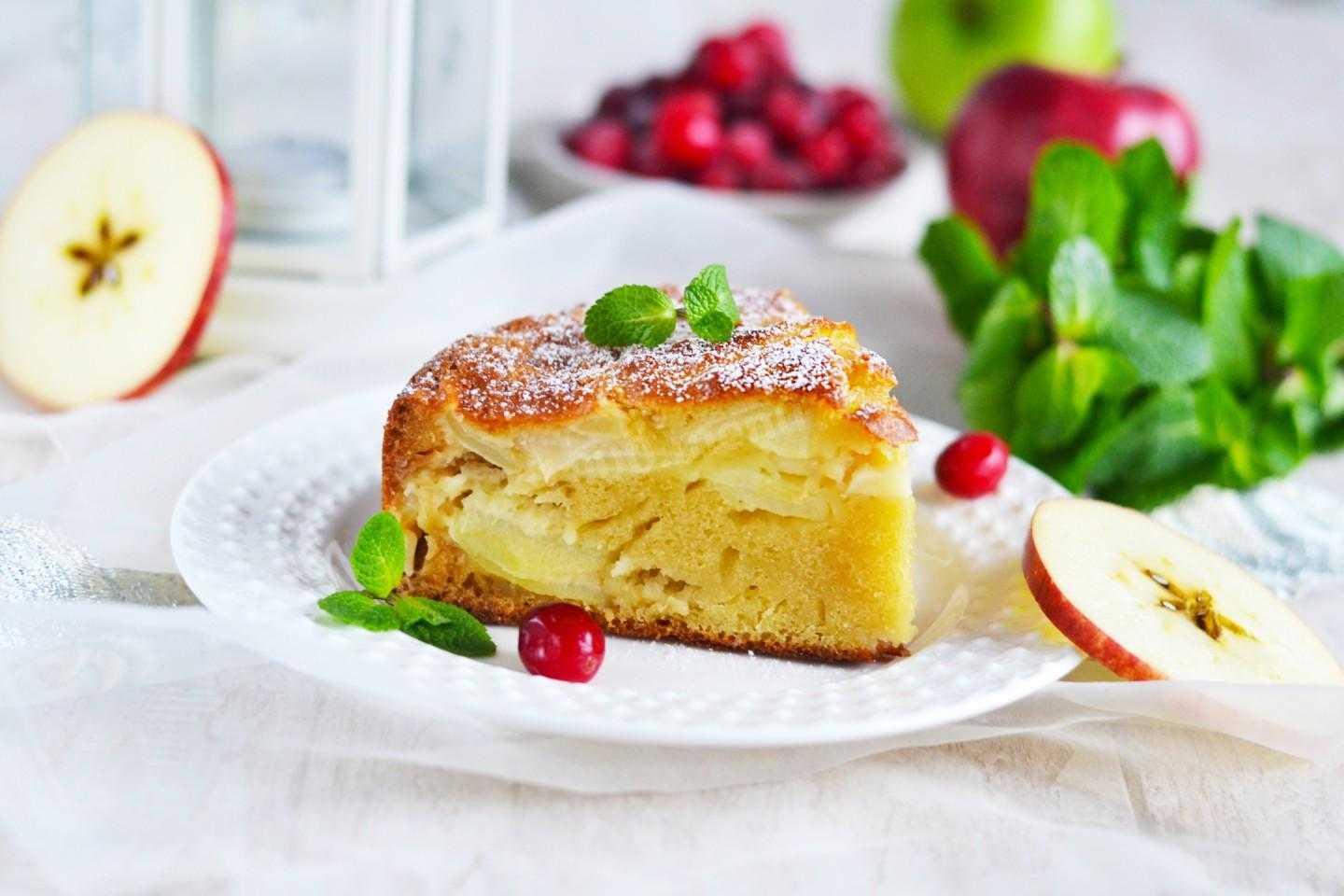 Заливной пирог на кефире с яблоками в духовке  рецепт с пошаговыми фото