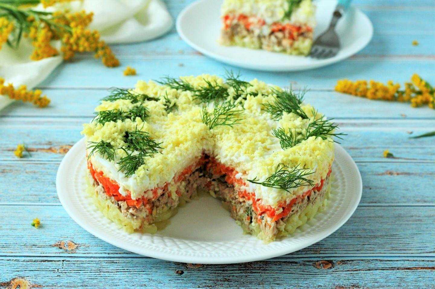 Салат мимоза с рыбными консервами - классические пошаговые рецепты