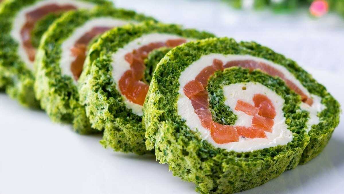 Рулет со шпинатом и красной рыбой пошаговый рецепт